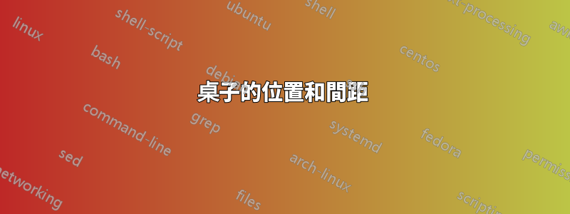 桌子的位置和間距