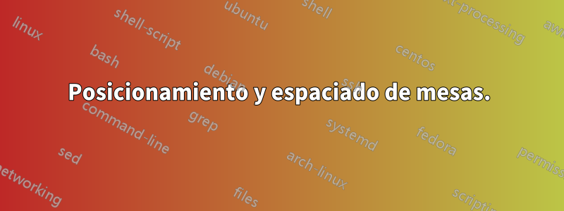 Posicionamiento y espaciado de mesas.