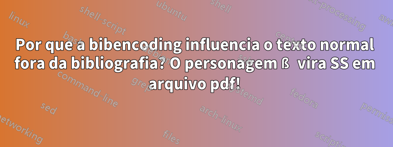 Por que a bibencoding influencia o texto normal fora da bibliografia? O personagem ß vira SS em arquivo pdf!