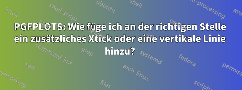 PGFPLOTS: Wie füge ich an der richtigen Stelle ein zusätzliches Xtick oder eine vertikale Linie hinzu?