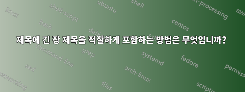 제목에 긴 장 제목을 적절하게 포함하는 방법은 무엇입니까?