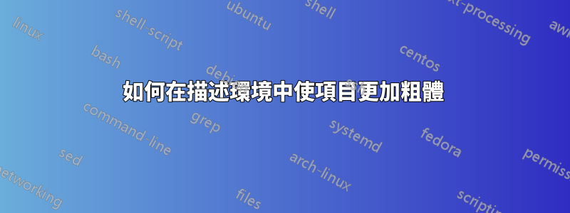 如何在描述環境中使項目更加粗體