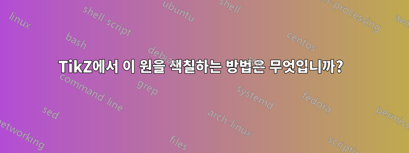TikZ에서 이 원을 색칠하는 방법은 무엇입니까? 