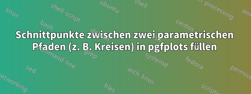 Schnittpunkte zwischen zwei parametrischen Pfaden (z. B. Kreisen) in pgfplots füllen