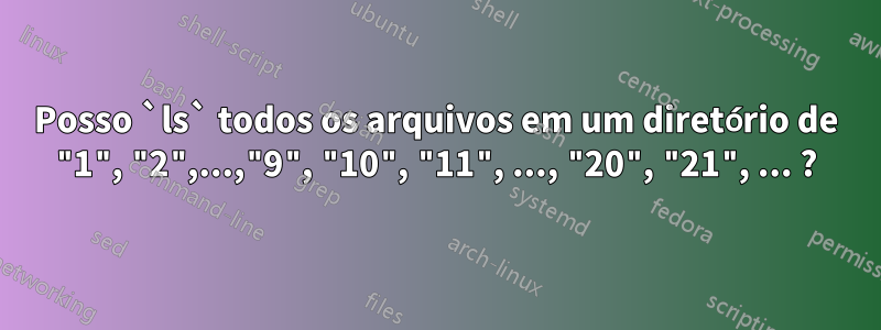Posso `ls` todos os arquivos em um diretório de "1", "2",...,"9", "10", "11", ..., "20", "21", ... ?
