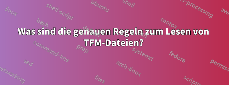 Was sind die genauen Regeln zum Lesen von TFM-Dateien?