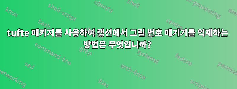 tufte 패키지를 사용하여 캡션에서 그림 번호 매기기를 억제하는 방법은 무엇입니까?