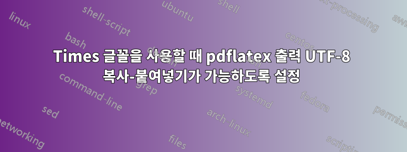 Times 글꼴을 사용할 때 pdflatex 출력 UTF-8 복사-붙여넣기가 가능하도록 설정