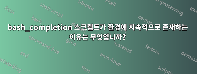 bash_completion 스크립트가 환경에 지속적으로 존재하는 이유는 무엇입니까?