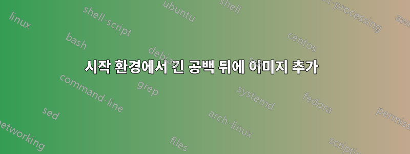 시작 환경에서 긴 공백 뒤에 이미지 추가 