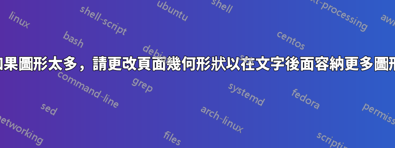 如果圖形太多，請更改頁面幾何形狀以在文字後面容納更多圖形