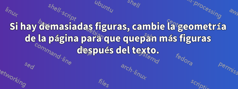 Si hay demasiadas figuras, cambie la geometría de la página para que quepan más figuras después del texto.