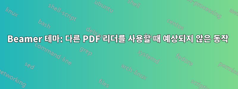 Beamer 테마: 다른 PDF 리더를 사용할 때 예상되지 않은 동작