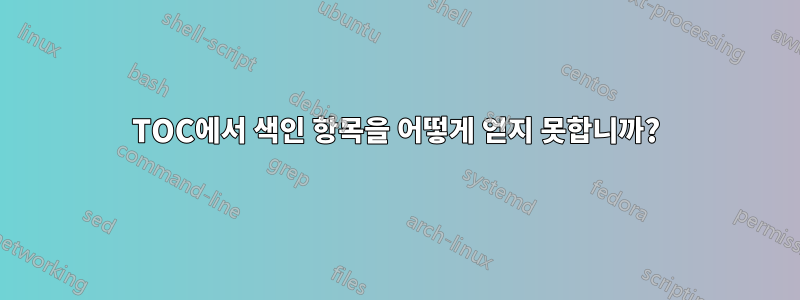 TOC에서 색인 항목을 어떻게 얻지 못합니까?