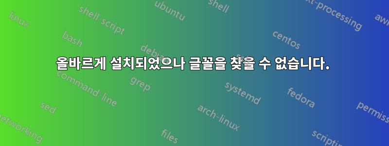올바르게 설치되었으나 ​​글꼴을 찾을 수 없습니다.
