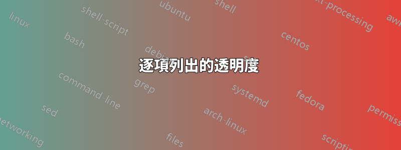 逐項列出的透明度