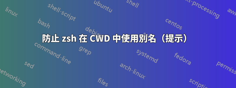 防止 zsh 在 CWD 中使用別名（提示）