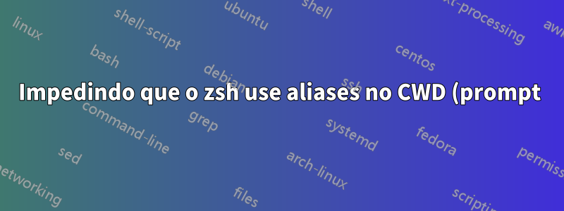 Impedindo que o zsh use aliases no CWD (prompt)
