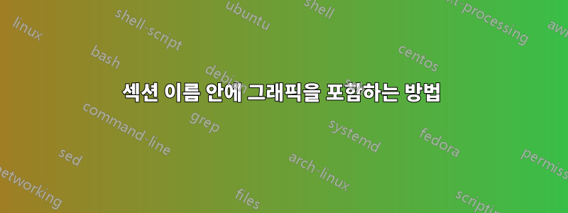 섹션 이름 안에 그래픽을 포함하는 방법