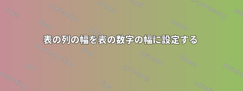 表の列の幅を表の数字の幅に設定する