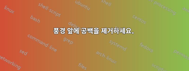 풍경 앞에 공백을 제거하세요.