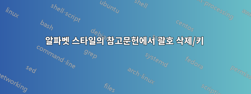 알파벳 스타일의 참고문헌에서 괄호 삭제/키