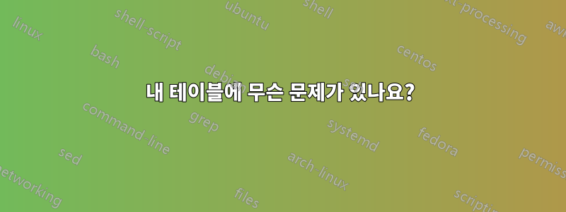 내 테이블에 무슨 문제가 있나요?