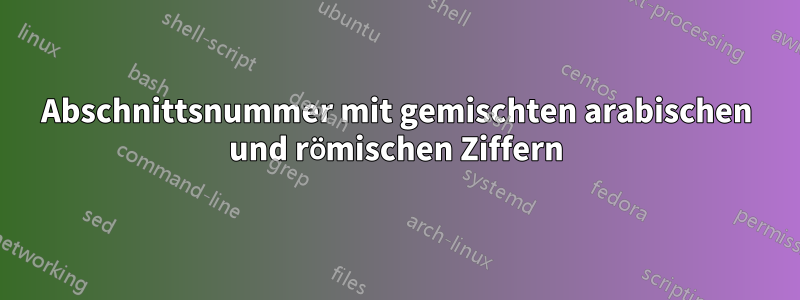 Abschnittsnummer mit gemischten arabischen und römischen Ziffern