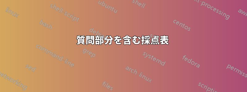 質問部分を含む採点表