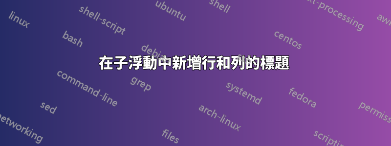 在子浮動中新增行和列的標題