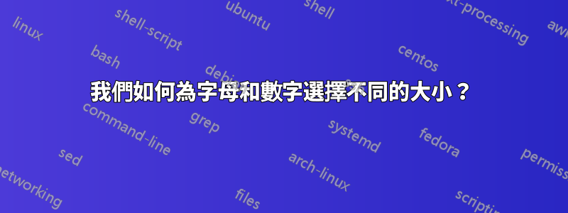 我們如何為字母和數字選擇不同的大小？