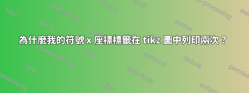 為什麼我的符號 x 座標標籤在 tikz 圖中列印兩次？