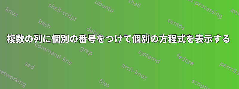 複数の列に個別の番号をつけて個別の方程式を表示する