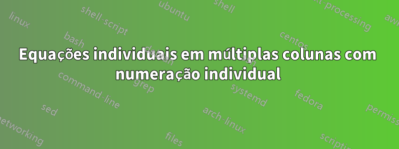 Equações individuais em múltiplas colunas com numeração individual