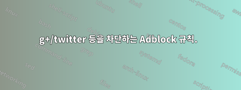 g+/twitter 등을 차단하는 Adblock 규칙. 