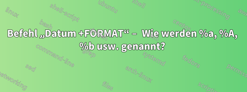 Befehl „Datum +FORMAT“ – Wie werden %a, %A, %b usw. genannt?