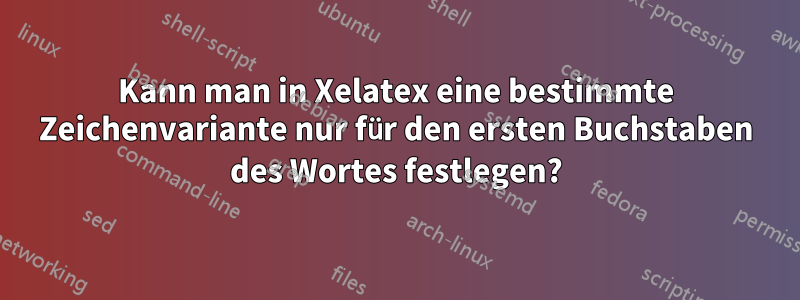 Kann man in Xelatex eine bestimmte Zeichenvariante nur für den ersten Buchstaben des Wortes festlegen?