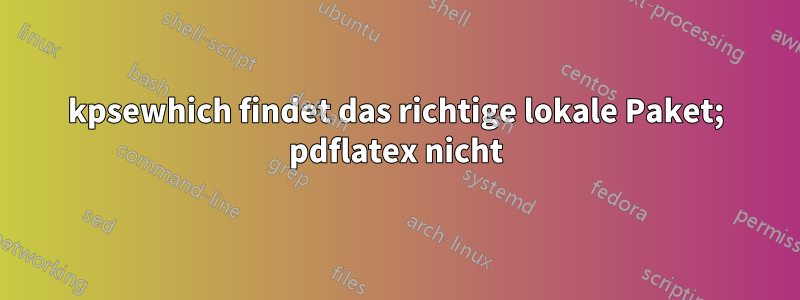 kpsewhich findet das richtige lokale Paket; pdflatex nicht