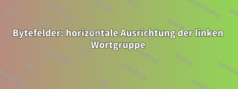 Bytefelder: horizontale Ausrichtung der linken Wortgruppe