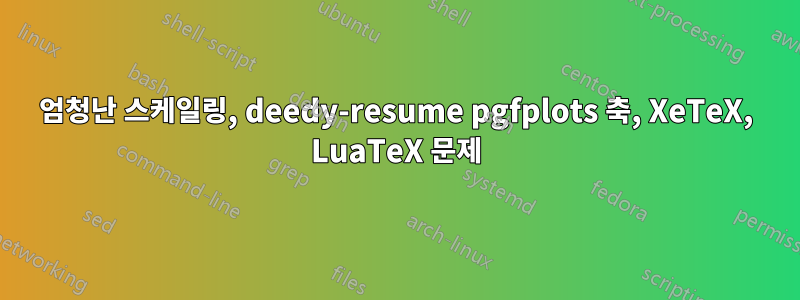 엄청난 스케일링, deedy-resume pgfplots 축, XeTeX, LuaTeX 문제