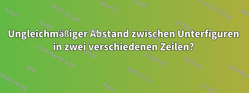 Ungleichmäßiger Abstand zwischen Unterfiguren in zwei verschiedenen Zeilen?