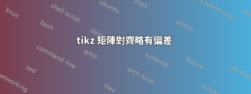 tikz 矩陣對齊略有偏差