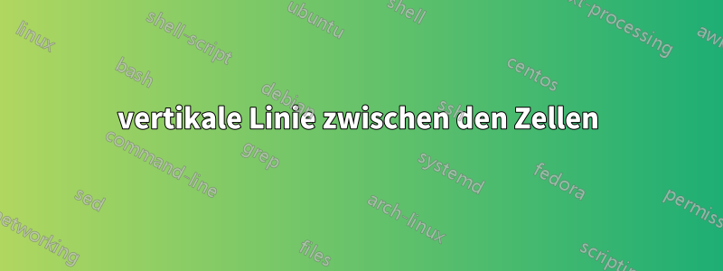 vertikale Linie zwischen den Zellen