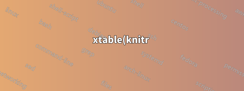 xtable(knitr)을 사용하여 굵은 열 머리글 만들기