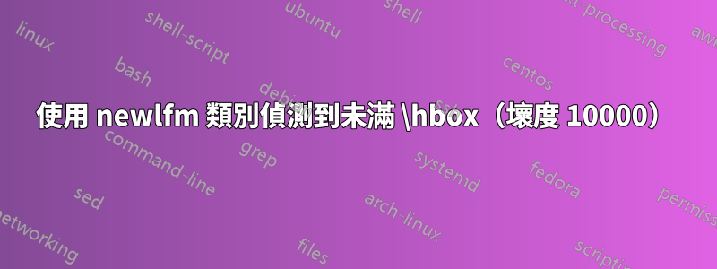 使用 newlfm 類別偵測到未滿 \hbox（壞度 10000）