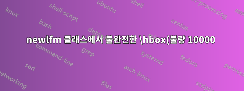 newlfm 클래스에서 불완전한 \hbox(불량 10000)가 감지되었습니다.
