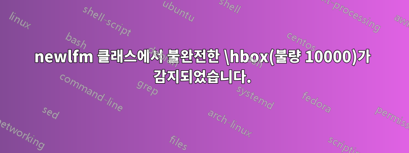 newlfm 클래스에서 불완전한 \hbox(불량 10000)가 감지되었습니다.