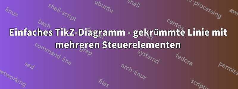 Einfaches TikZ-Diagramm - gekrümmte Linie mit mehreren Steuerelementen