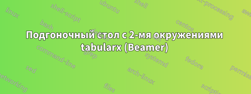 Подгоночный стол с 2-мя окружениями tabularx (Beamer)