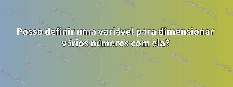 Posso definir uma variável para dimensionar vários números com ela?